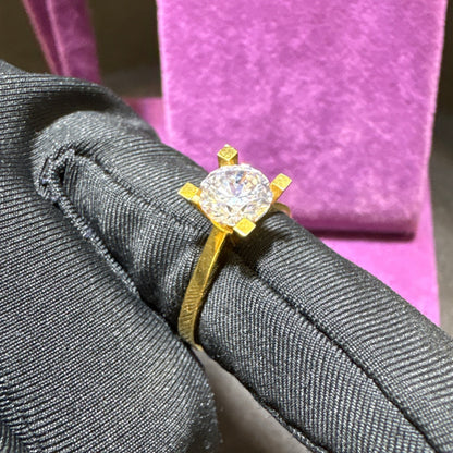 22 Ayar Altın Taşlı Yüzük Modern Tasarım 2.60gr 16 Numara Kadın - T00258