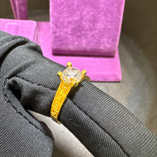 22 Ayar Altın Taslı Yüzük Özel Tasarım 3.56gr 14 Numara Kadın - T00255 - alternatif görsel