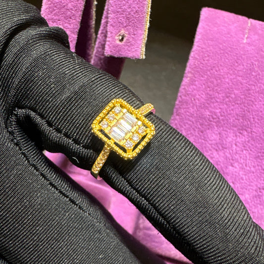 22 Ayar Altın Taşlı Yüzük Modern Tasarım 2.92gr 16 Numara Kadın - T00245 - alternatif görsel