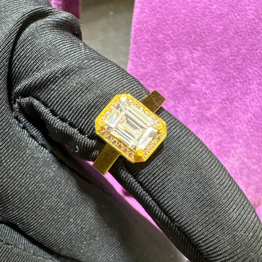 22 Ayar Altın Taşlı Yüzük Modern Tasarım 3.80gr 16 Numara Kadın - T00240 - alternatif görsel