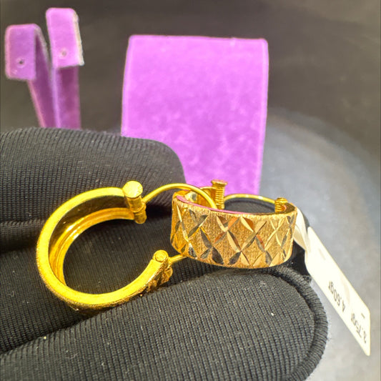 22 Ayar Altın Küpe Maraş Halkası Modern Tasarım 3.75gr Kadın - K00990 - alternatif görsel