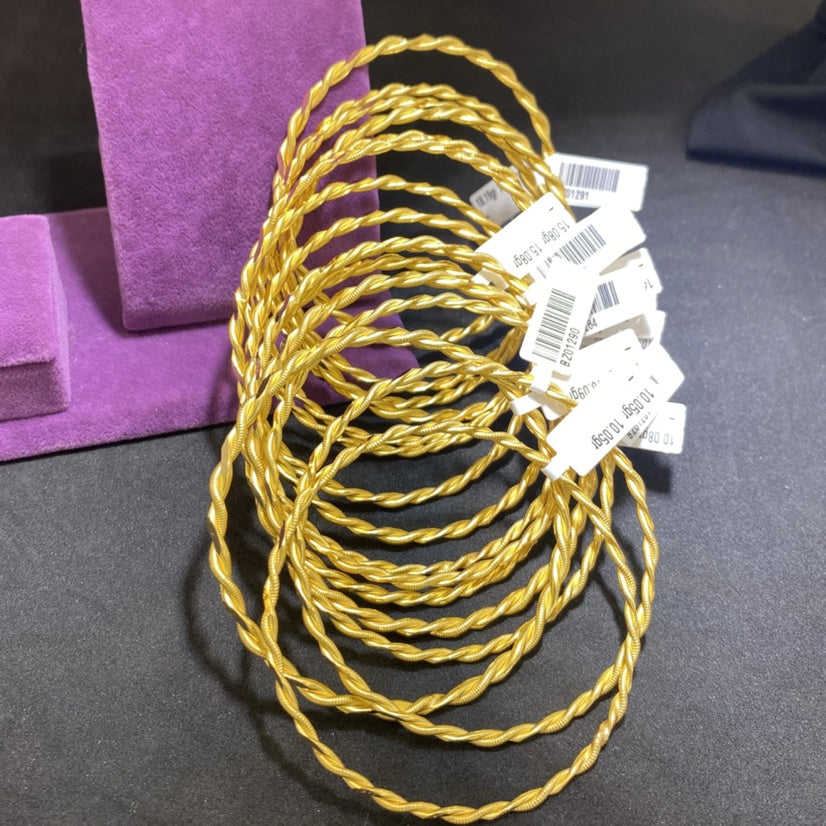 22 Ayar Altın Kıvırcık Bilezik Modern Tasarım 10.06gr Kadın Hediye - BZ01293