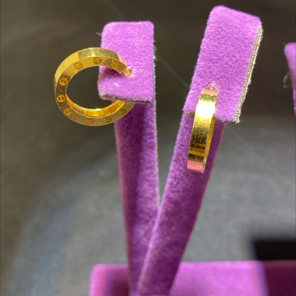 22 Ayar Altın Küpe Paksoy Kuyumculuk Halka Model Modern Tasarım 3.75gr Kadın Hediye - K01001