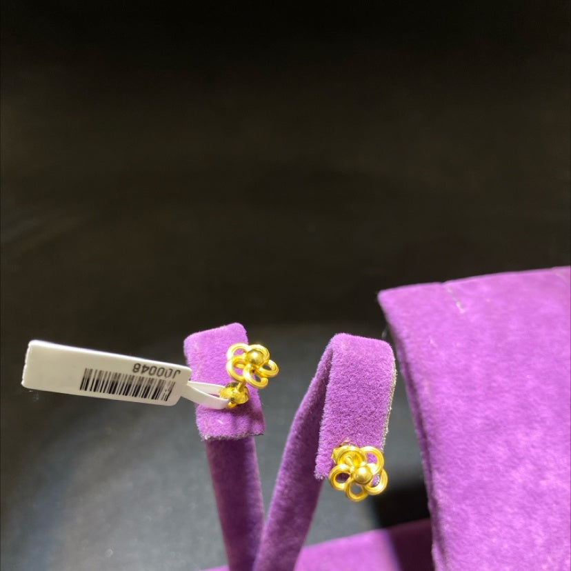 22 Ayar Altın Çocuk Küpesi Çiçekli El İşi 0.97gr Hediye Paksoy - J00048