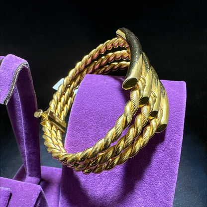 22 Ayar Altın Bilezik 4 Sıralı Kaburga Kıvrımlı Tasarım 40.80gr Kadın Paksoy - BZ01321