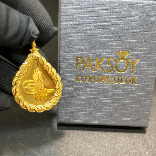 22 Ayar Altın Kolye Ucu Osmanlı Tuğrası Özel Tasarım 6.70gr Hediye Erkek Kadın - C00303 - alternatif görsel