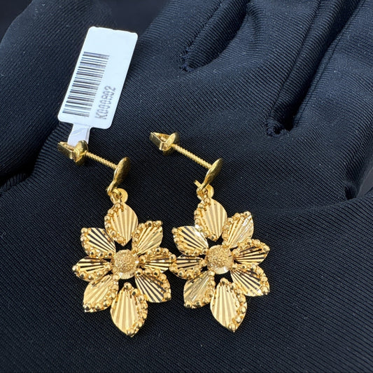 22 Ayar Altın Küpe Dorikalı Çiçekli Tasarım 4.71gr Kadın - K000802 - alternatif görsel