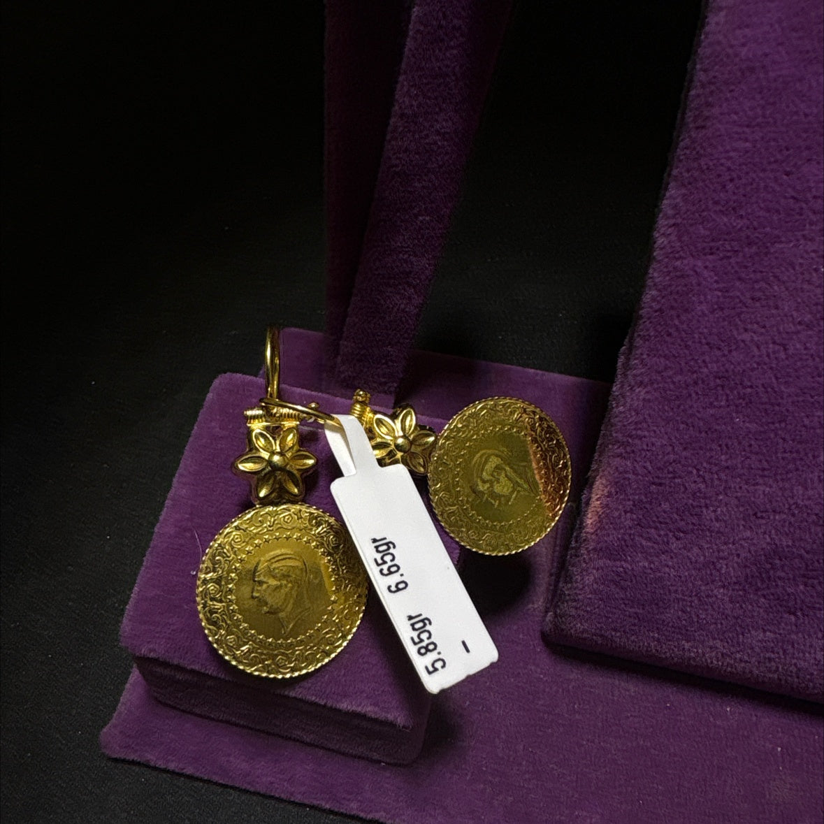 22 Ayar Altın Küpe Çeyrekli Modern Tasarım 5.85gr Kadın - K00954