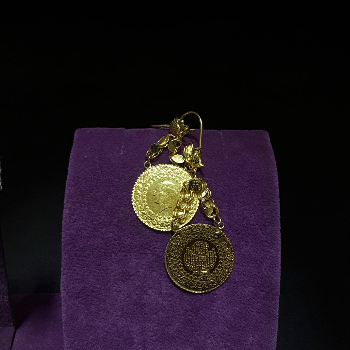 22 Ayar Altın Küpe Çeyrekli Modern Tasarım 5.58gr Kadın - K00955