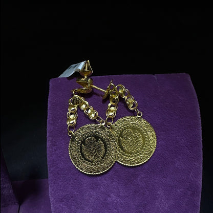 22 Ayar Altın Küpe Çeyrekli Özel Tasarım 5.66gr Kadın - K00956