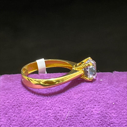 22 Ayar Altın Taşlı Yüzük Modern Tasarım 4.24gr 17 Numara Kadın - T00236