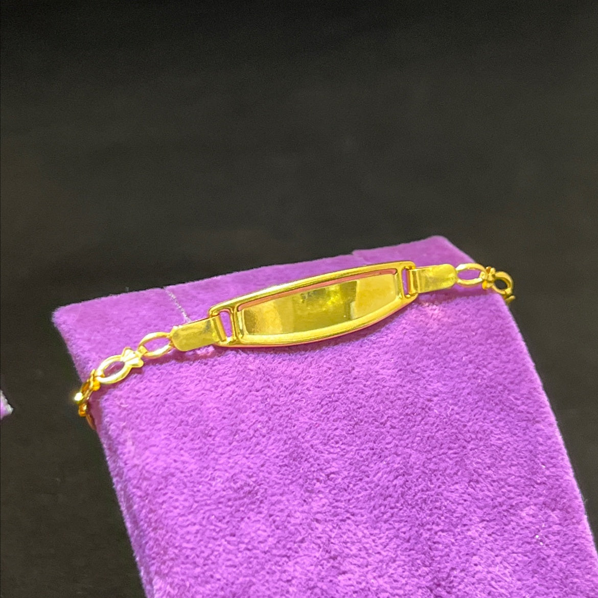 22 Ayar Altın Çocuk Künye Lale Desenli 2.98gr Hediye - F00026