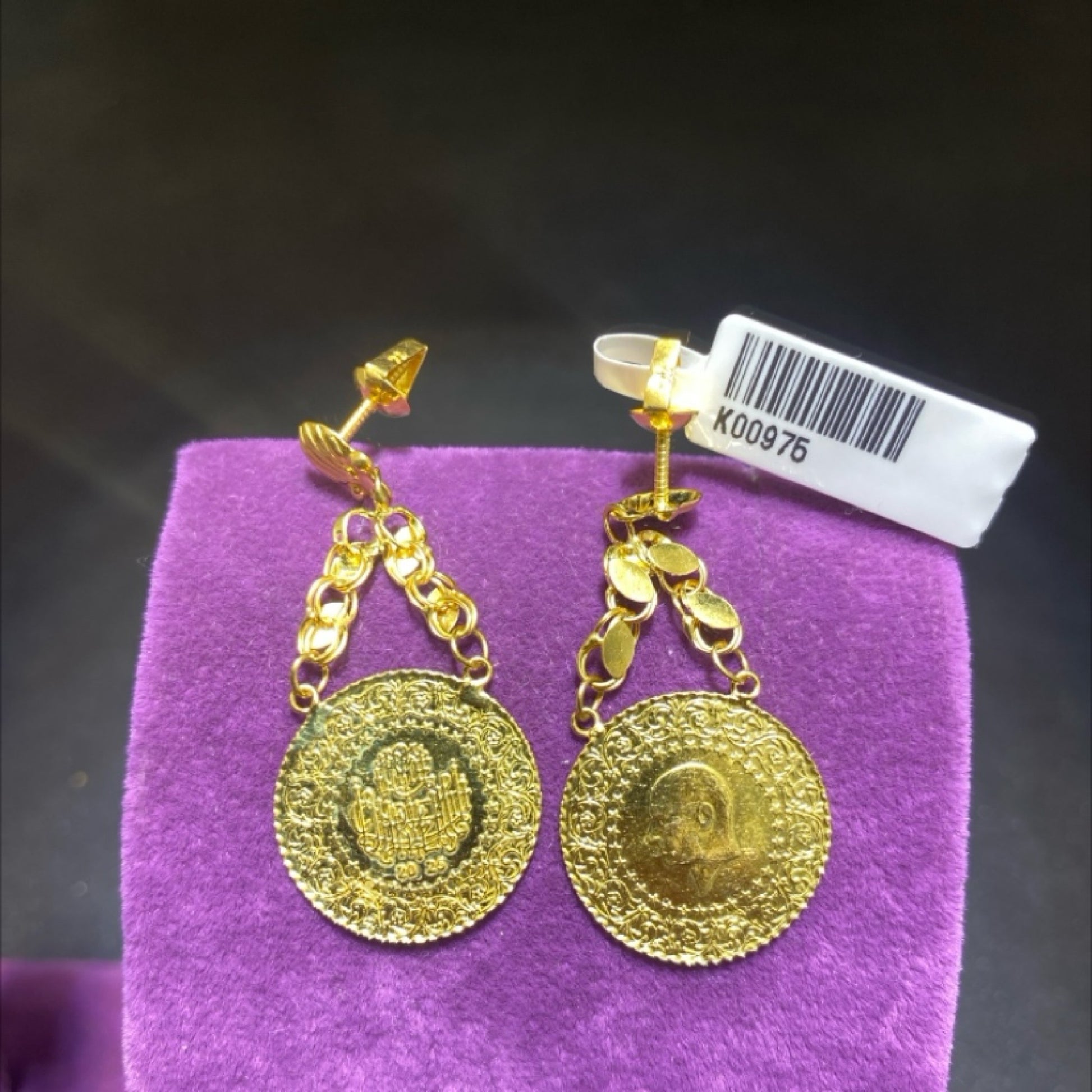 22 Ayar Altın Küpe Çeyrekli Özel Tasarım 5.74gr Kadın - K00975