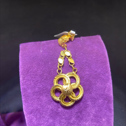 22 Ayar Altın Küpe Gül Özel Tasarım 6.89gr Kadın - K00983