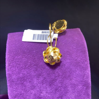 22 Ayar Altın Küpe Gül Tasarım 3.56gr Kadın Hediye - K00986