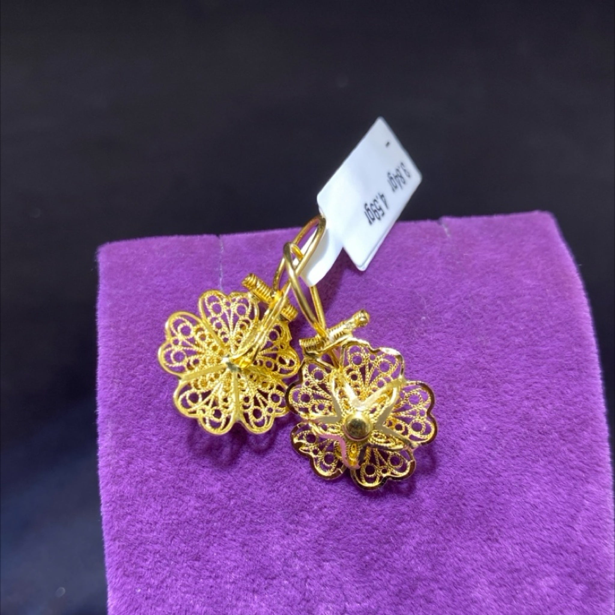 22 Ayar Altın Küpe Çiçekli Özel Tasarım 3.84gr Kadın - K00988