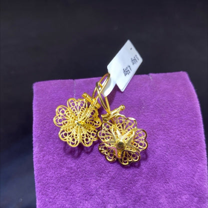 22 Ayar Altın Küpe Çiçekli Özel Tasarım 3.84gr Kadın - K00988