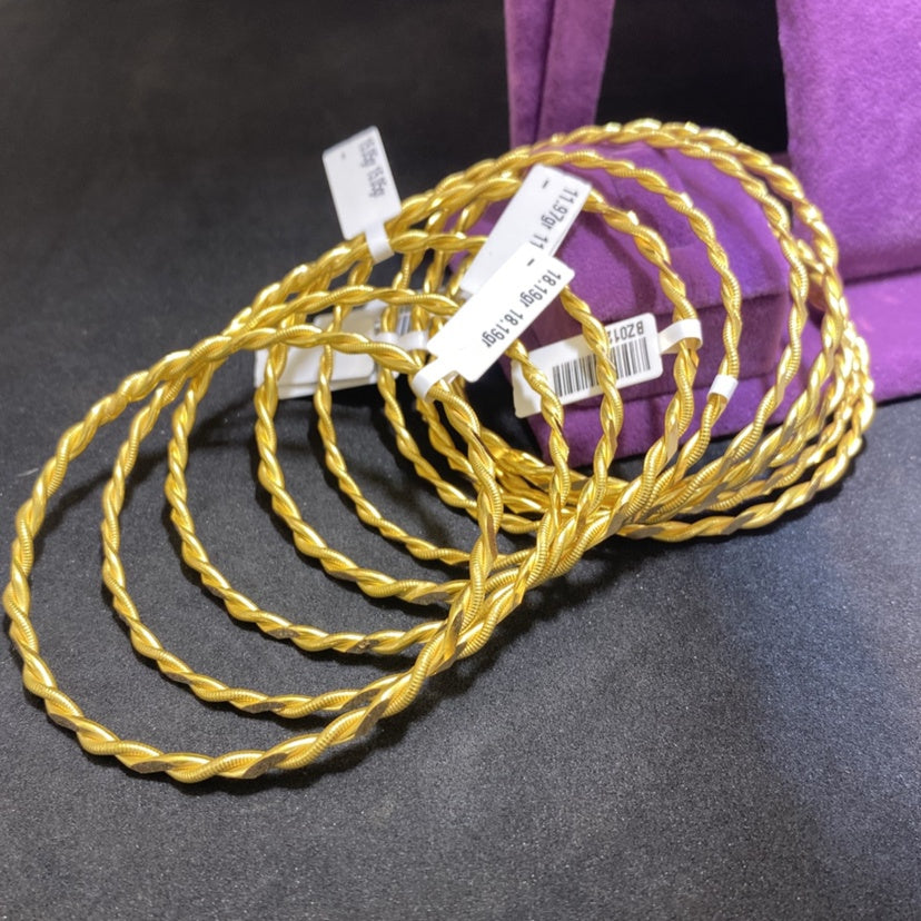 22 Ayar Altın Kıvırcık Bilezik Paksoy Modern Tasarım 14.98gr Kadın - BZ01297