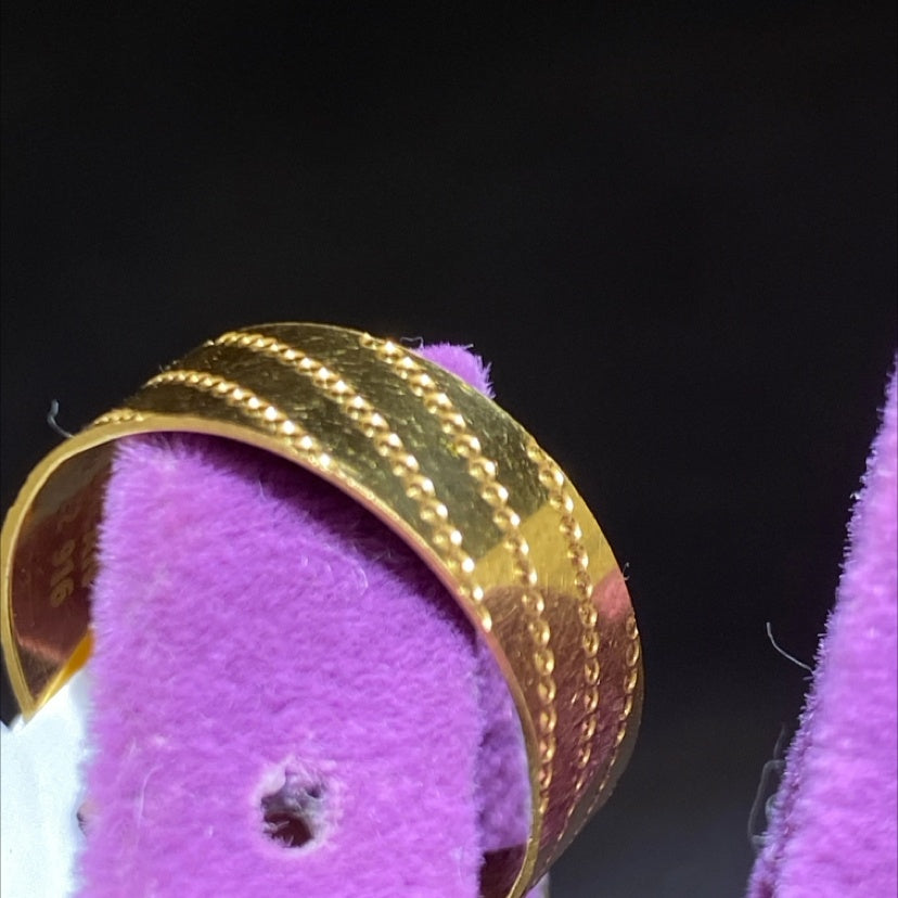 22 Ayar Altın Alyans Kalem İşlemeli Desenli Özel Tasarım 2.41gr 15 Numara Hediye Paksoy - DA00075