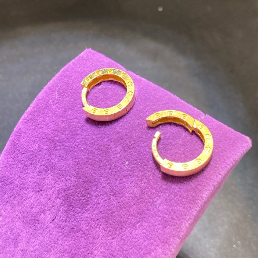 22 Ayar Altın Küpe Paksoy Kuyumculuk Halka Model Modern Tasarım 3.75gr Kadın Hediye - K01001