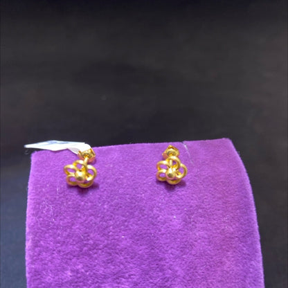 22 Ayar Altın Çocuk Küpesi Çiçekli El İşi 0.97gr Hediye Paksoy - J00048