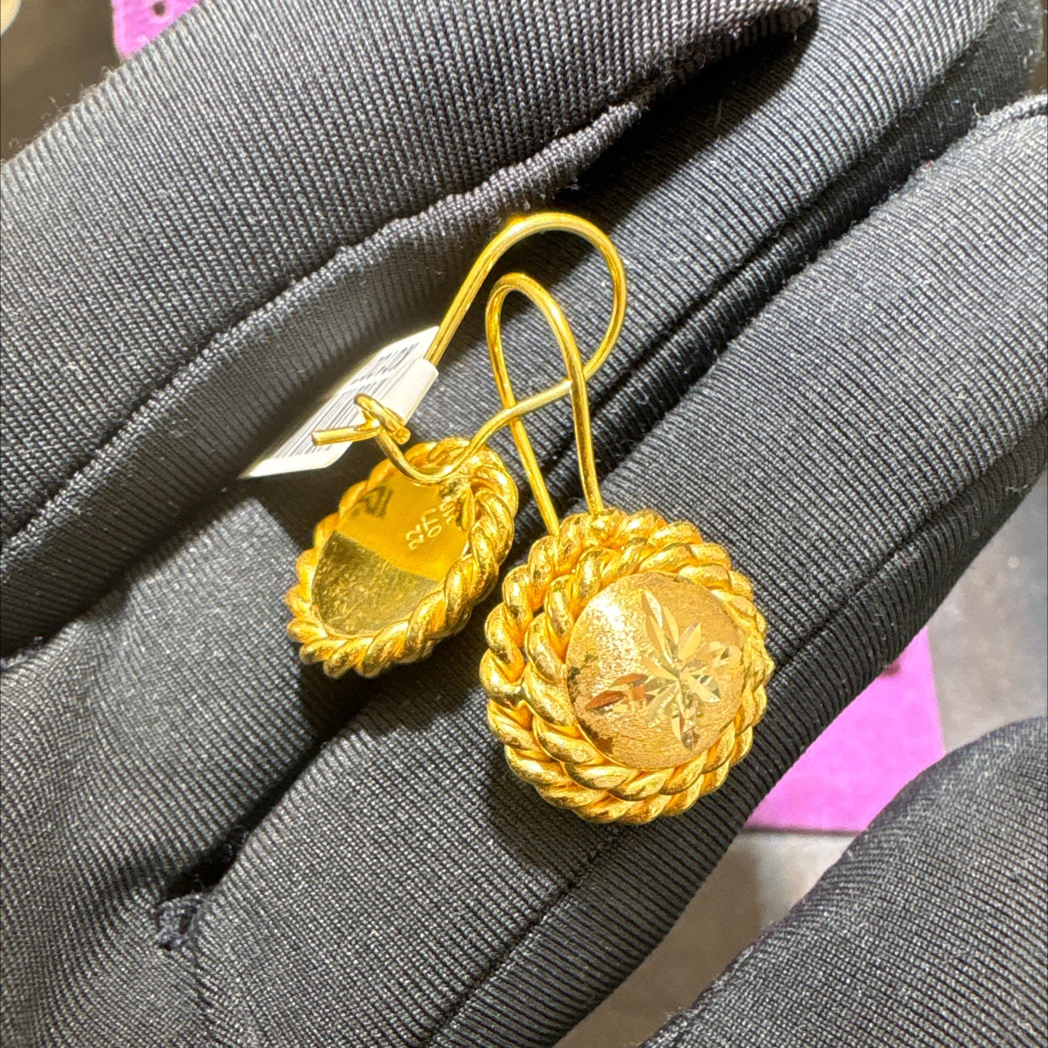 22 Ayar Altın Küpe Dorika Örgü Kıvrım Sallantılı Özel Tasarım 3.88gr Kadın Hediye - K01007