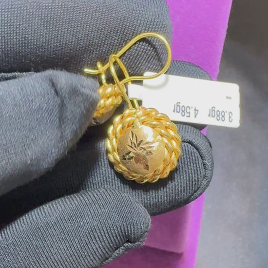 22 Ayar Altın Küpe Dorika Örgü Kıvrım Sallantılı Özel Tasarım 3.88gr Kadın Hediye - K01007