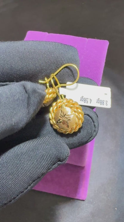 22 Ayar Altın Küpe Dorika Örgü Kıvrım Sallantılı Özel Tasarım 3.88gr Kadın Hediye - K01007